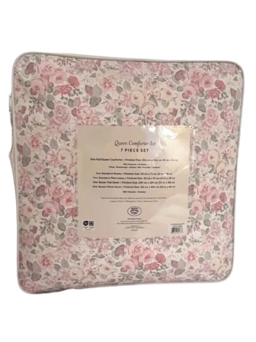 🆕 - Laura Ashley Charming 7pc Queen Comforter Set in Pink Floral. Beautiful